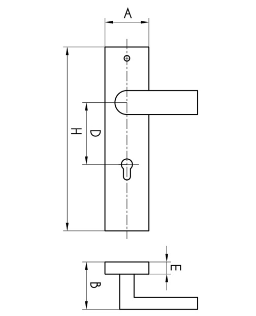 bản vẽ thân khóa tay gạt 58